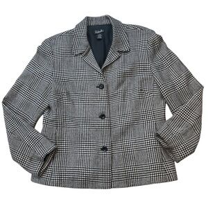 Rafaella Vintage Y2K Black and White Checkered Collared Blazer